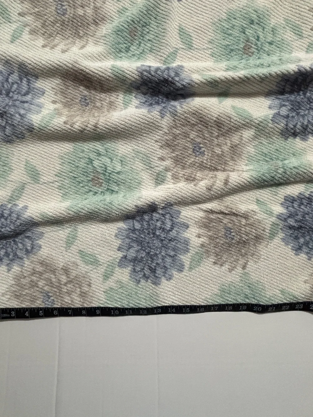 Set of 5 Floral Bath Towels 100% Cotton Soft Blue Sage Green 26x52 Matching